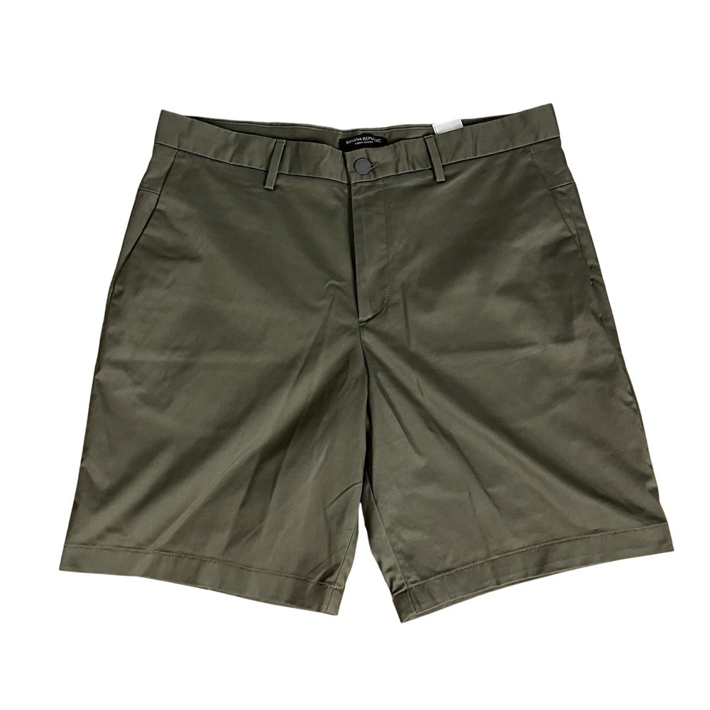 Banana Republic Chino Shorts Mens 35 Green Aiden Cotton Stretch 8.5" Inseam